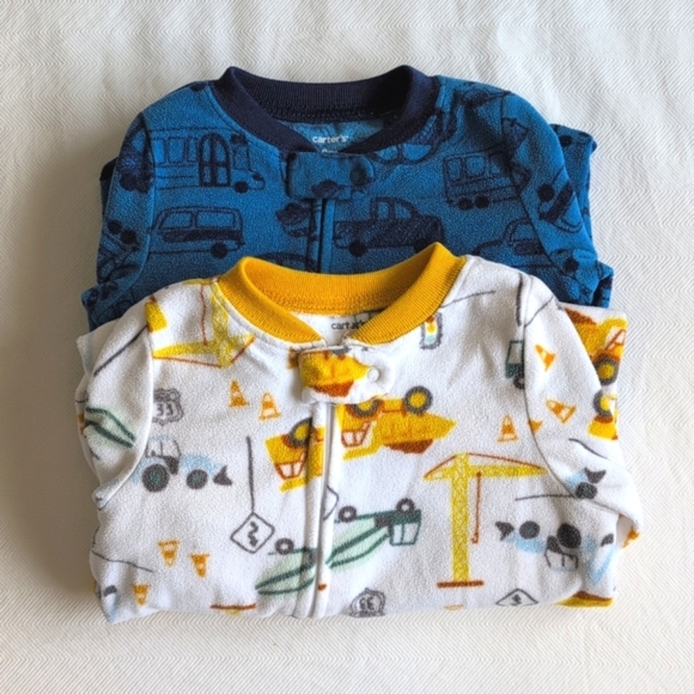 carter's 2-pack fleece zipper footie sleeper pajamas bundle 9 months baby boy